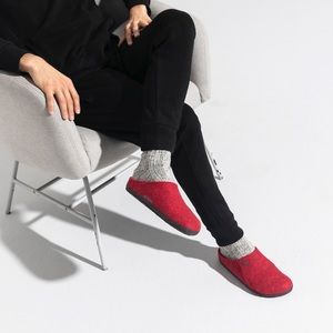 Birkenstock Zermatt Red Wool Shearling Slippers